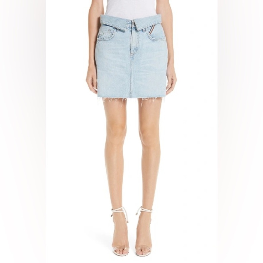 JEAN ATELIER Flip Fold-over Denim Mini Skirt In Light Wash Size 26
